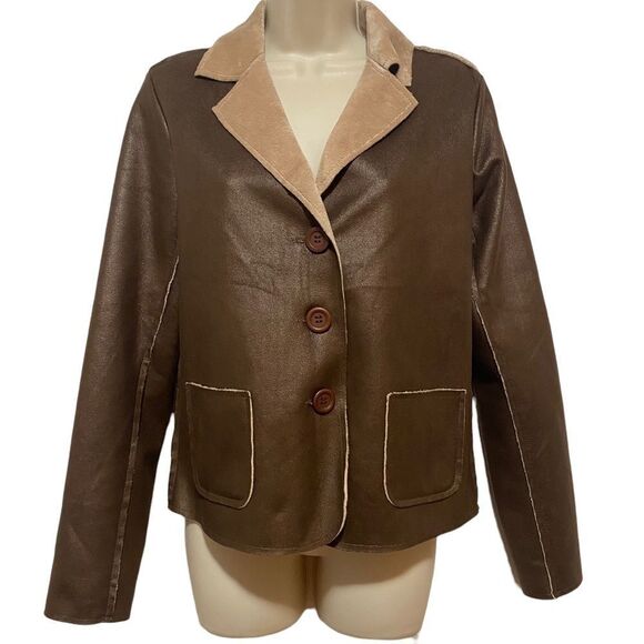 VELVET Faux Suede Brown Jacket - Picture 1 of 11